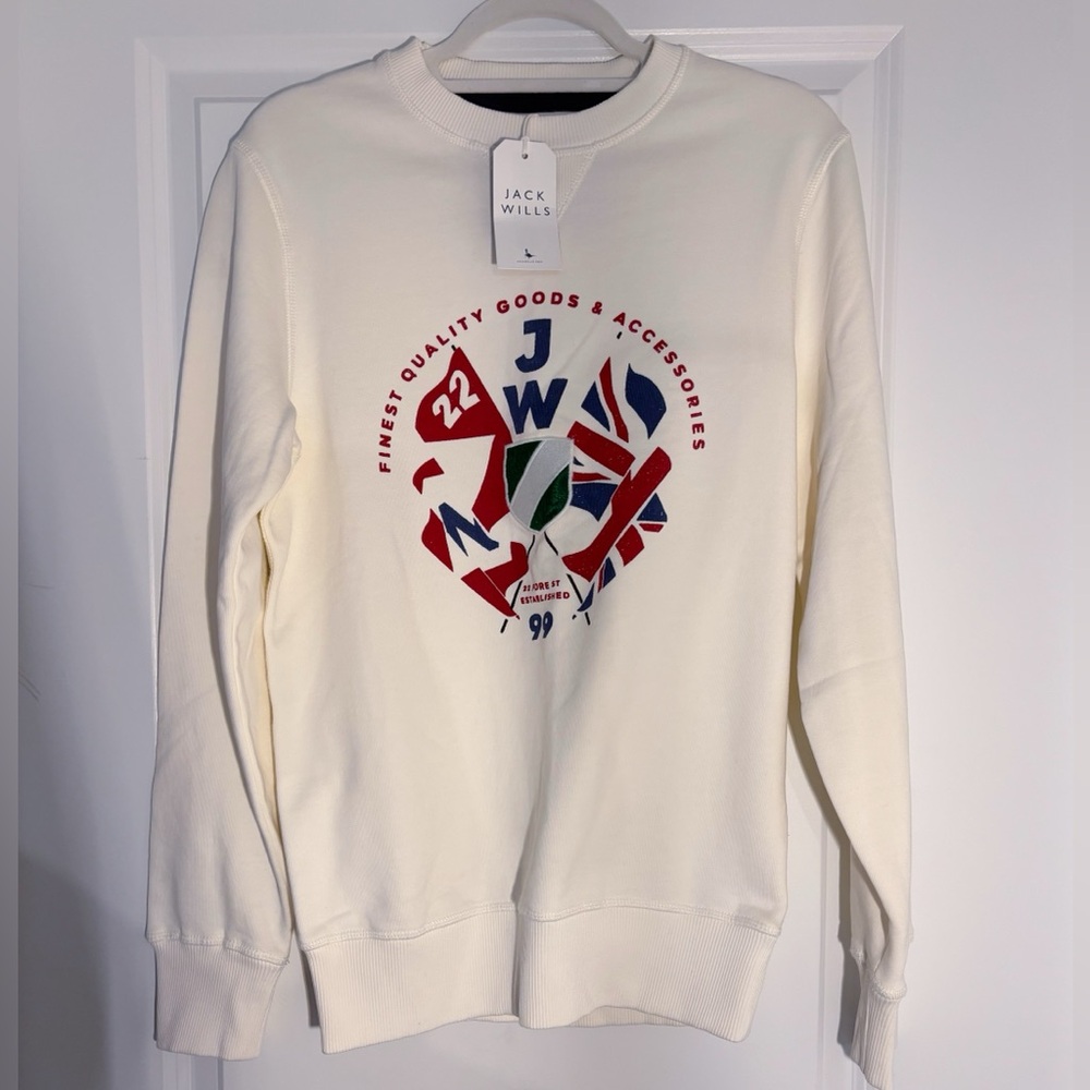 BNWT Men’s Jack Wills Oakes graphic sweatshirt — Vintage White — Size XS